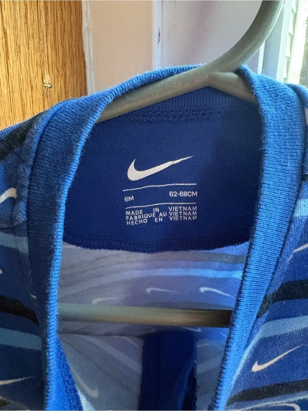 Nike Blue Striped Infant Footed One-Piece